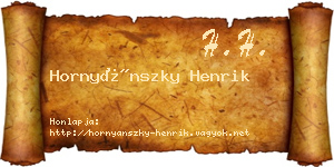Hornyánszky Henrik névjegykártya